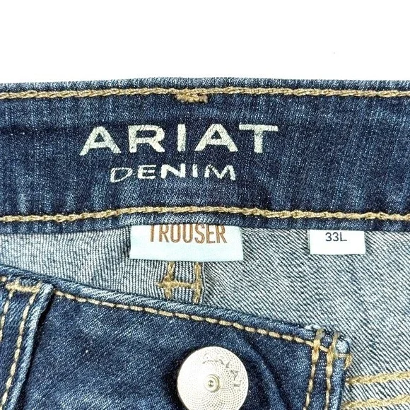 Ariat Denim Trouser Jeans Pacific Dark Wash Mid Rise Wide Leg Womens 33L - Picture 5 of 9